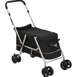 vidaXL Cochecito para perros plegable tela lino 100x49x96 cm Negro Best