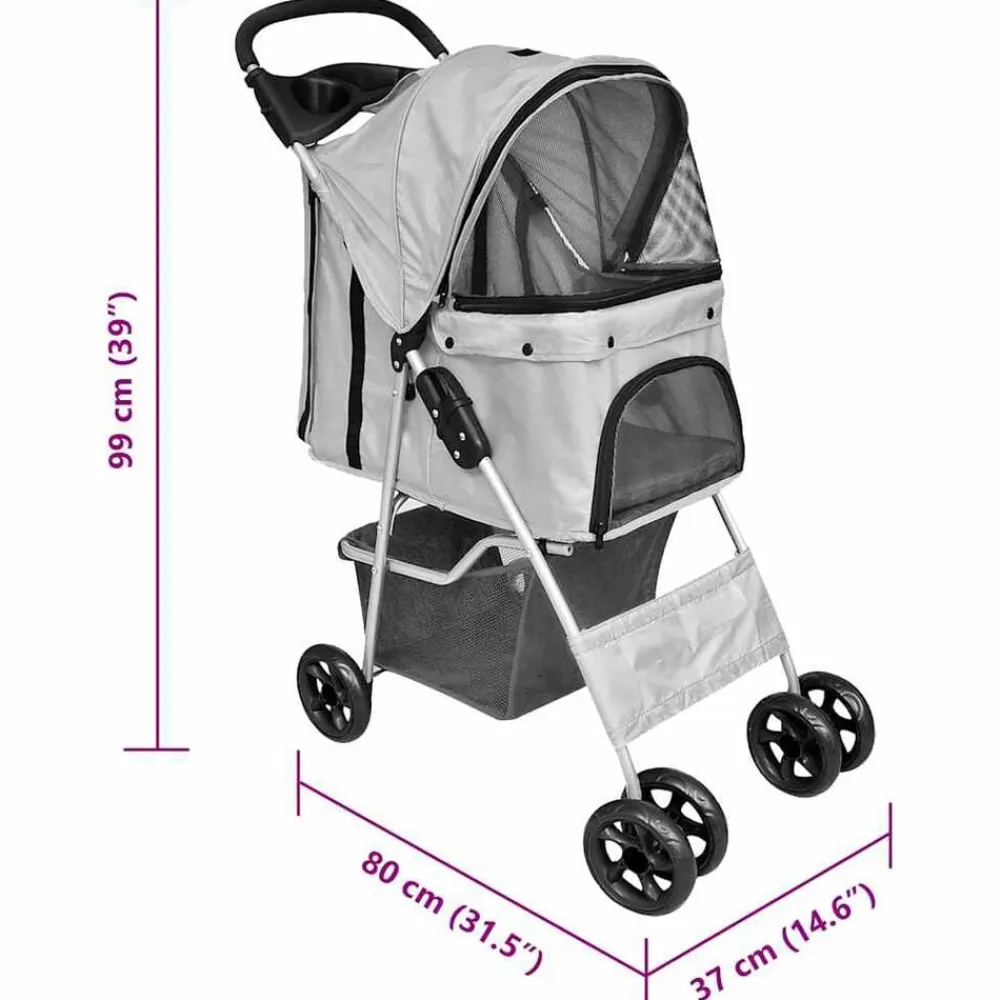 vidaXL Productos Para Mascotas-Cochecito plegable para mascotas perro/gato