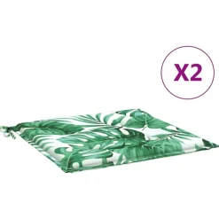 vidaXL Cojines de silla 2 uds tela 40x40x4 cm Estampado de hojas Outlet