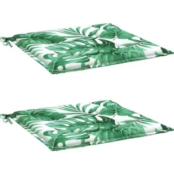 vidaXL Cojines de silla 2 uds tela 40x40x4 cm Estampado de hojas Outlet