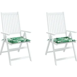 vidaXL Cojines de silla 2 uds tela 40x40x4 cm Estampado de hojas Outlet