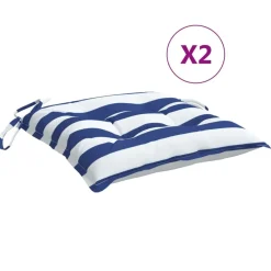 vidaXL Decoración-Cojines de silla 2 uds tela Oxford rayas azul blanco 50x50x7 cm