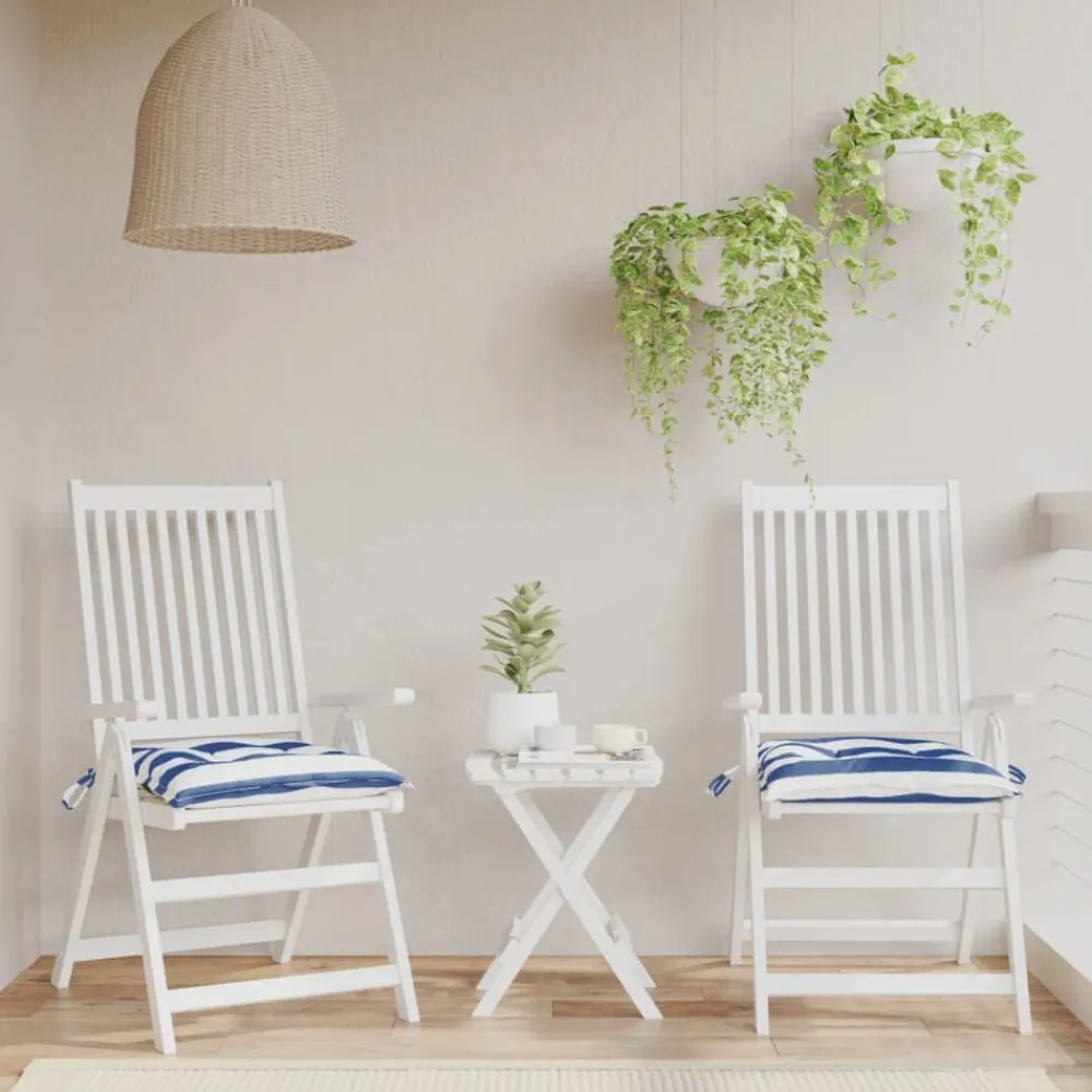 vidaXL Decoración-Cojines de silla 2 uds tela Oxford rayas azul blanco 50x50x7 cm