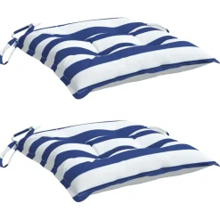 vidaXL Decoración-Cojines de silla 2 uds tela Oxford rayas azul blanco 50x50x7 cm