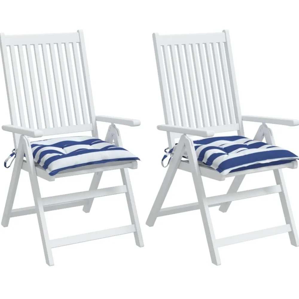 vidaXL Decoración-Cojines de silla 2 uds tela Oxford rayas azul blanco 50x50x7 cm