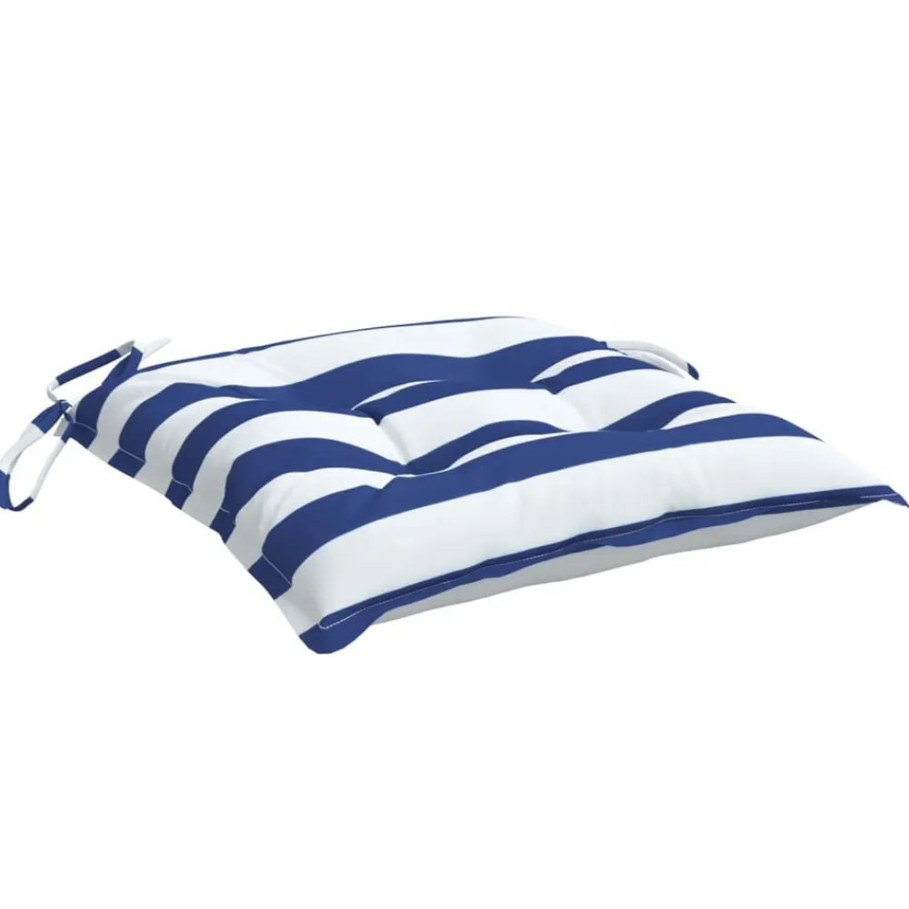 vidaXL Decoración-Cojines de silla 2 uds tela Oxford rayas azul blanco 50x50x7 cm