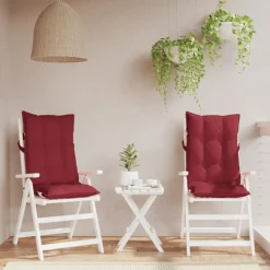 vidaXL Decoración-Cojines de silla con respaldo alto 2 uds tela Oxford rojo tinto