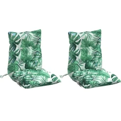 vidaXL Cojines de silla de respaldo bajo 2 uds tela Estampado de hojas Clearance