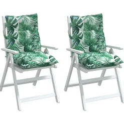 vidaXL Cojines de silla de respaldo bajo 2 uds tela Estampado de hojas Clearance