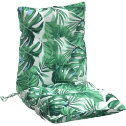 vidaXL Cojines de silla de respaldo bajo 2 uds tela Estampado de hojas Clearance