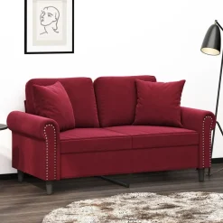 vidaXL Decoración-Cojines decorativos 2 uds terciopelo rojo tinto 40x40 cm