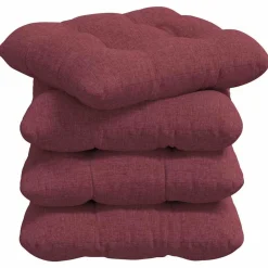 vidaXL Cojines para asiento 4 pcs Rojo vino 40 x 40 x 12 cm tela Rojo vino tinto Hot