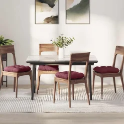 vidaXL Cojines para asiento 4 pcs Rojo vino 40 x 40 x 12 cm tela Rojo vino tinto Hot