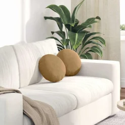 vidaXL Decoración-Cojines para asiento 2 pcs Marrón Ø30 x 13 cm Terciopelo