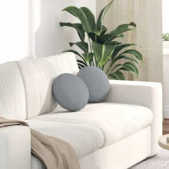 vidaXL Cojines para asiento 2 pcs Ø30 x 13 cm tela Gris claro Online