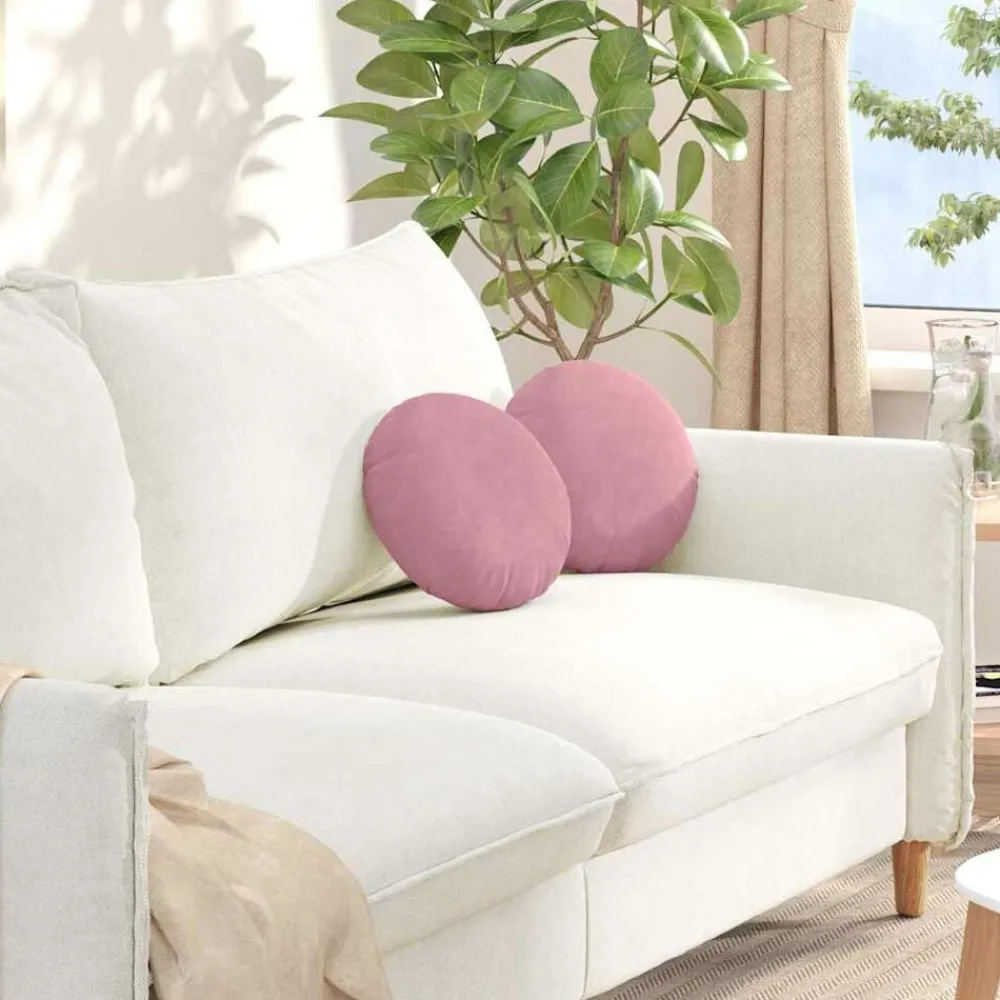 vidaXL Cojines para asiento 2 pcs Ø30 x 13 cm Terciopelo Rosa Outlet