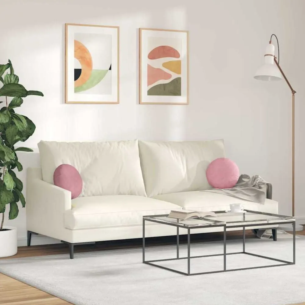vidaXL Cojines para asiento 2 pcs Ø30 x 13 cm Terciopelo Rosa Outlet