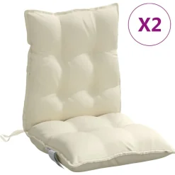 vidaXL Cojines para silla con respaldo bajo 2 uds tela Oxford Crema New