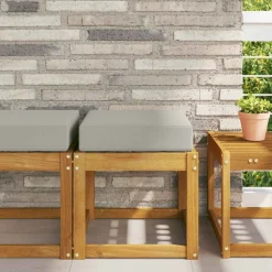 vidaXL Cojín de asiento de exterior 40 x 40 x 8 cm 100% Poliéster Gris Online