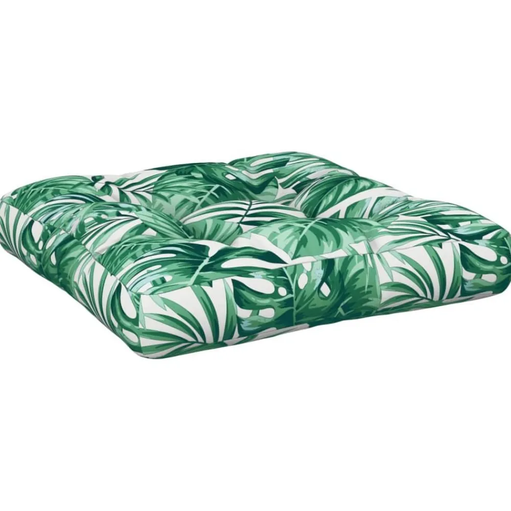 vidaXL Cojín para palés tela 50x50x12 cm Estampado de hojas Discount