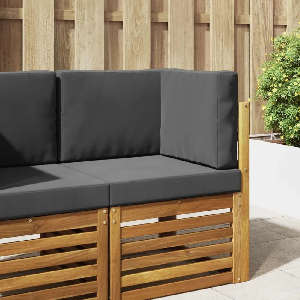 vidaXL Cojín para sofá de exterior 3 pcs Poliéster Antracita Discount