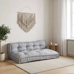 vidaXL Cojín para Sofá Pallet 2 pcs 120 x 80 x 38 cm Tela Gris Clearance