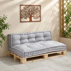 vidaXL Cojín para Sofá Pallet 2 pcs 120 x 80 x 38 cm Tela Gris Clearance