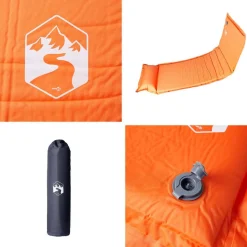 vidaXL Colchón de camping autoinflable con almohada 1 persona Naranja Hot