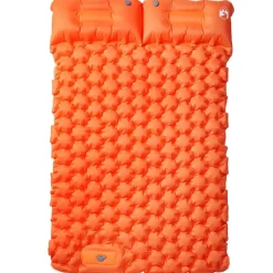 vidaXL Colchón de camping autoinflable y almohadas 2 personas Naranja Clearance