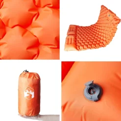 vidaXL Colchón de camping autoinflable y almohadas 2 personas Naranja Clearance