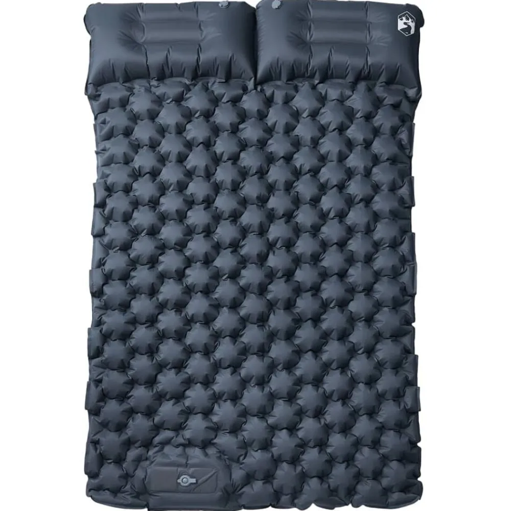 vidaXL Actividades Al Aire Libre-Colchón de camping autoinflable con almohadas 2 personas