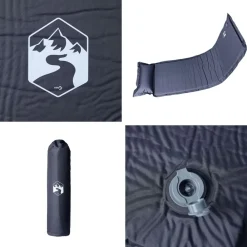 vidaXL Actividades Al Aire Libre-Colchón de camping autoinflable con con almohada 1 persona