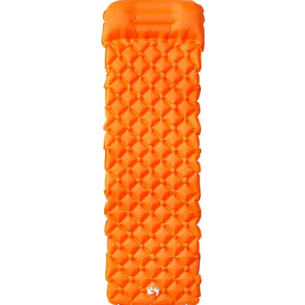 vidaXL Actividades Al Aire Libre-Colchón de camping inflable con almohada 1 persona naranja