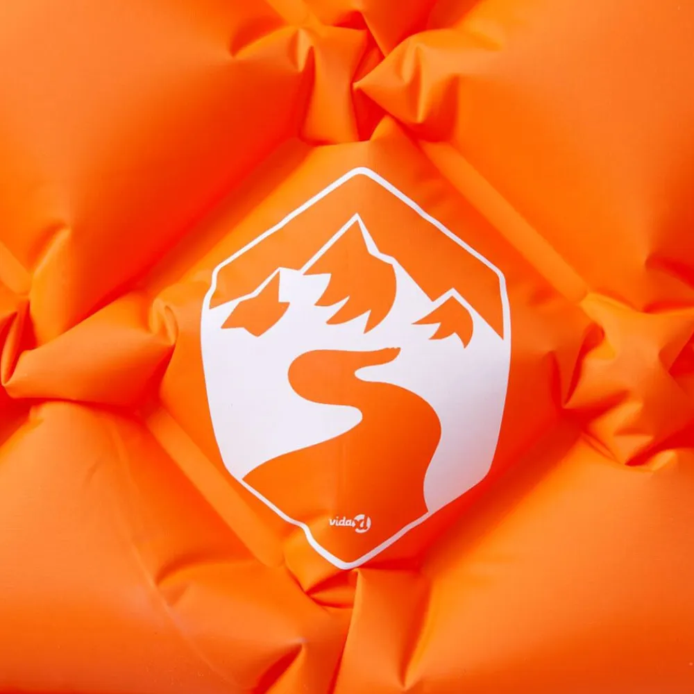 vidaXL Actividades Al Aire Libre-Colchón de camping inflable con almohada 1 persona naranja
