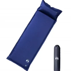 vidaXL Actividades Al Aire Libre-Colchón de camping autoinflable con almohada 1 persona azul