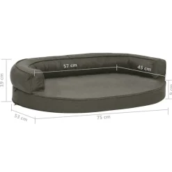 vidaXL Colchón para cama de perro ergonómico 75x53 cm Gris oscuro Clearance