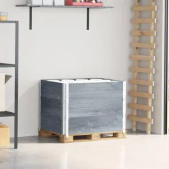 vidaXL Collares de palets 3 uds madera maciza de pino 80x60 cm Gris Outlet