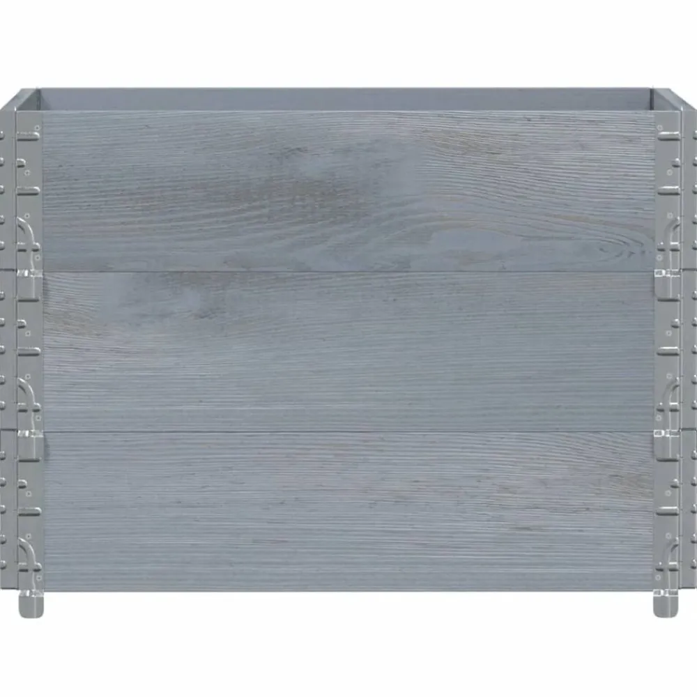 vidaXL Collares de palets 3 uds madera maciza de pino 80x60 cm Gris Outlet