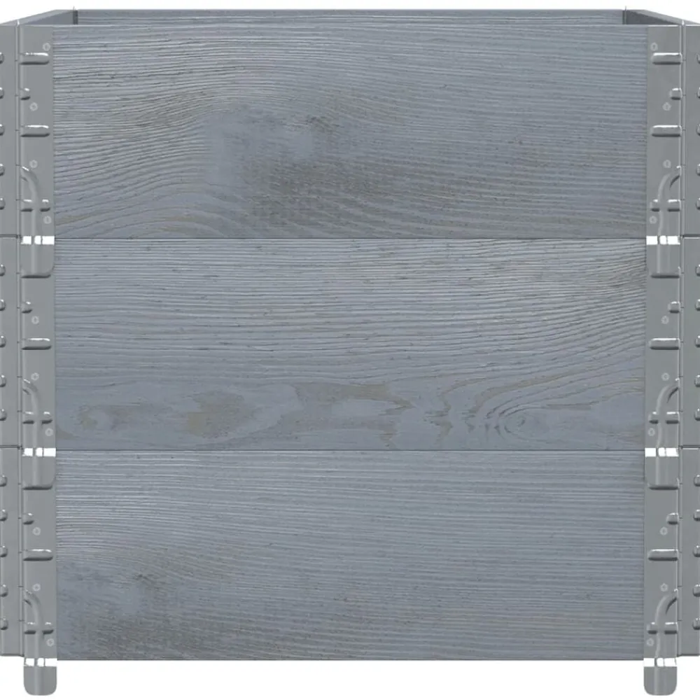 vidaXL Collares de palets 3 uds madera maciza de pino 80x60 cm Gris Outlet