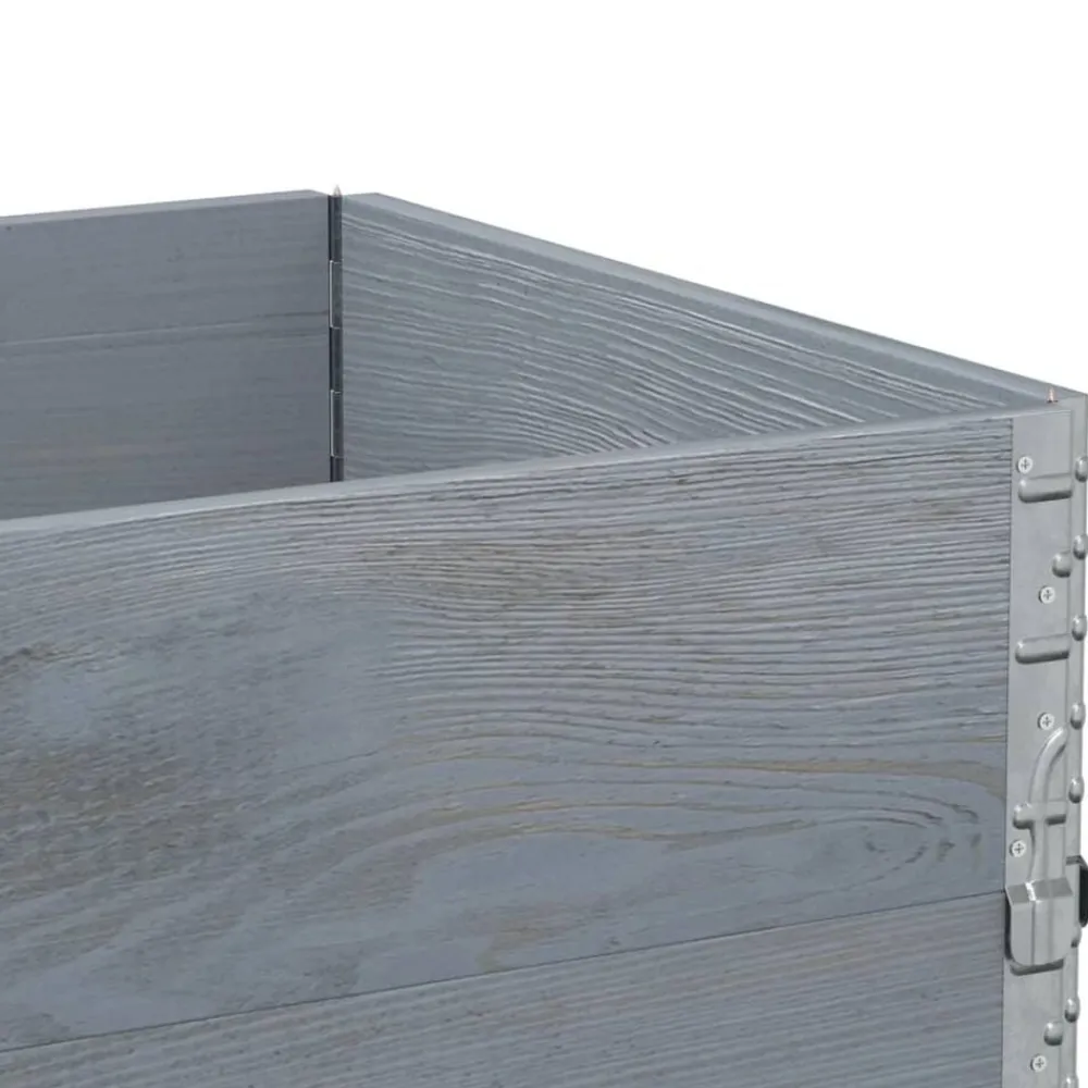 vidaXL Collares de palets 3 uds madera maciza de pino 80x60 cm Gris Outlet