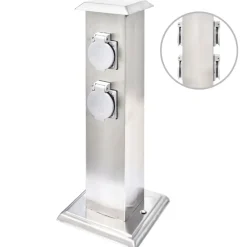 vidaXL Suministros Eléctricos-Columna con enchufes para el jardín acero inoxidable negro