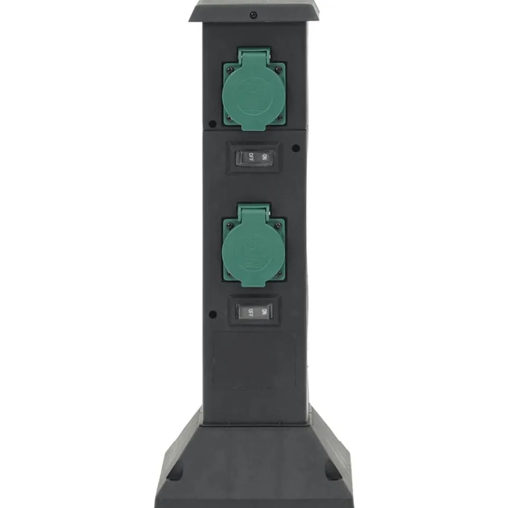 vidaXL Columna de 4 enchufes de exterior 16x16x39,5 cm Negro y verde Hot