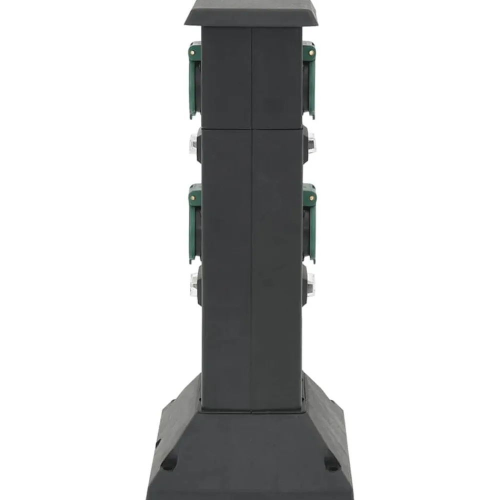 vidaXL Columna de 4 enchufes de exterior 16x16x39,5 cm Negro y verde Hot