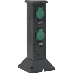 vidaXL Columna de 4 enchufes de exterior 16x16x39,5 cm Negro y verde Hot