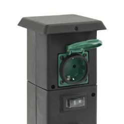vidaXL Columna de 4 enchufes de exterior 16x16x39,5 cm Negro y verde Hot