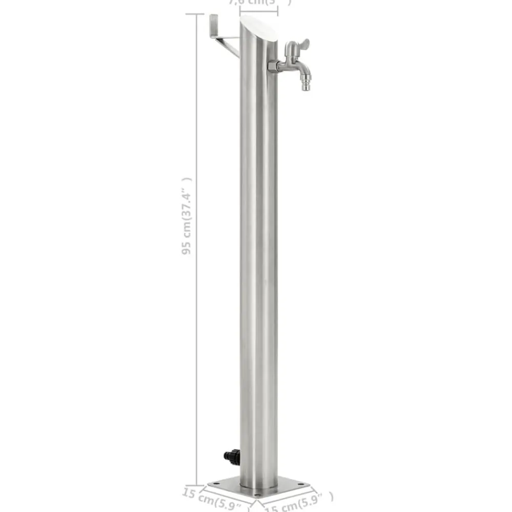 vidaXL Jardín-Columna de agua de jardín acero inoxidable redonda 95 cm