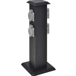 vidaXL Suministros Eléctricos-Columna negra con enchufes para el jardín