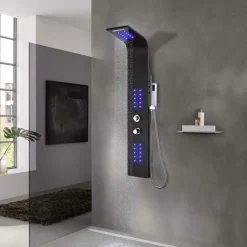 vidaXL Columna panel de ducha aluminio 20x44x130 cm Negro Best