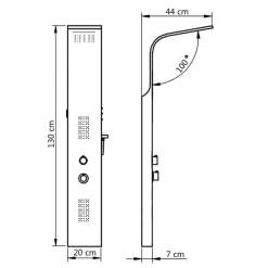 vidaXL Columna panel de ducha aluminio 20x44x130 cm Negro Best