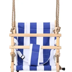 vidaXL Columpio de bebé con cinturón de seguridad algodón madera azul Discount